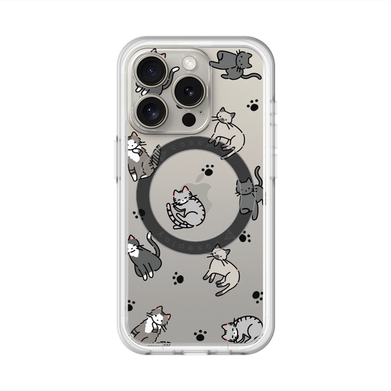 スリムプロテクションプレミアムケース with MagSafe［ オリジナル - CASEPLAYネコ総柄 - color ］
