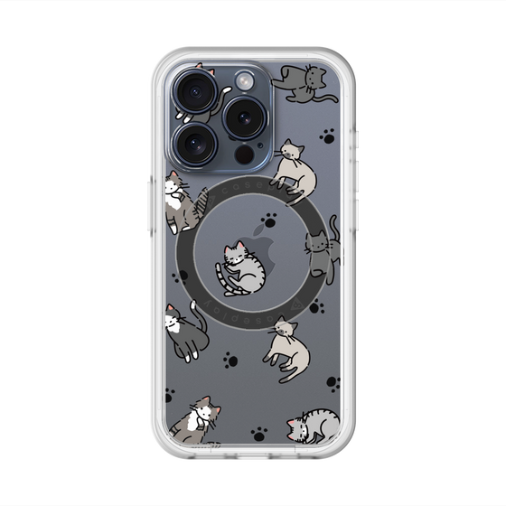 スリムプロテクションプレミアムケース with MagSafe［ オリジナル - CASEPLAYネコ総柄 - color ］