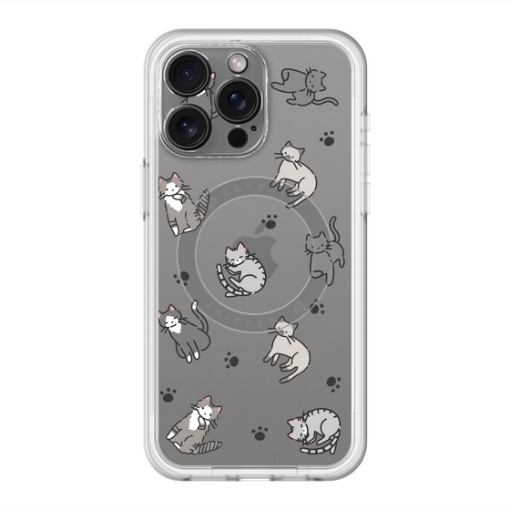 スリムプロテクションプレミアムケース with MagSafe［ オリジナル - CASEPLAYネコ総柄 - color ］