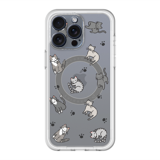 スリムプロテクションプレミアムケース with MagSafe［ オリジナル - CASEPLAYネコ総柄 - color ］