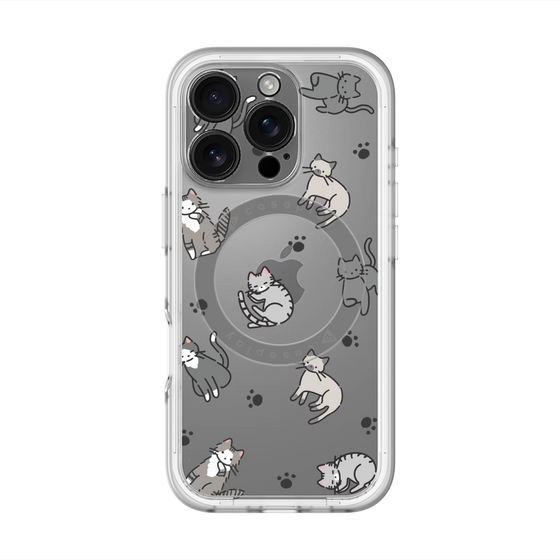 スリムプロテクションプレミアムケース with MagSafe［ オリジナル - CASEPLAYネコ総柄 - color ］