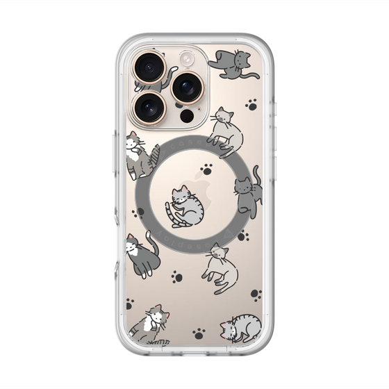 スリムプロテクションプレミアムケース with MagSafe［ オリジナル - CASEPLAYネコ総柄 - color ］