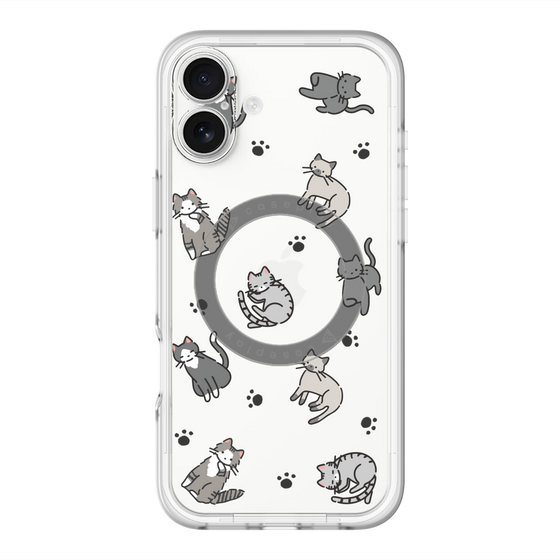 スリムプロテクションプレミアムケース with MagSafe［ オリジナル - CASEPLAYネコ総柄 - color ］