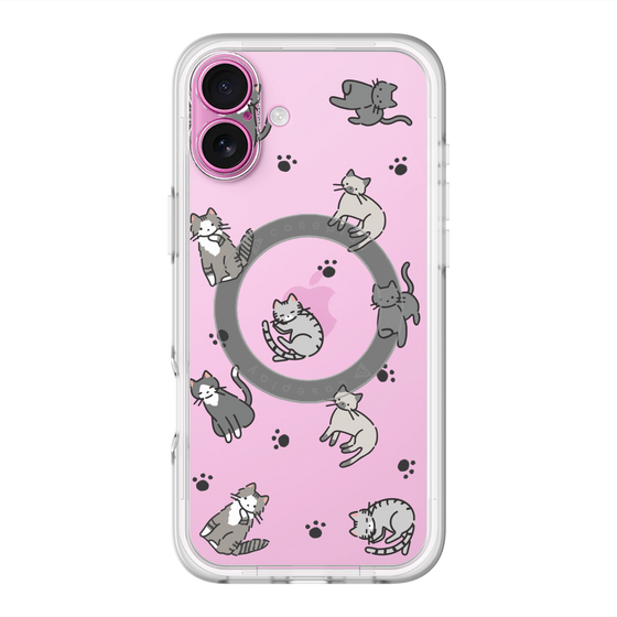 スリムプロテクションプレミアムケース with MagSafe［ オリジナル - CASEPLAYネコ総柄 - color ］