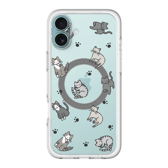 スリムプロテクションプレミアムケース with MagSafe［ オリジナル - CASEPLAYネコ総柄 - color ］