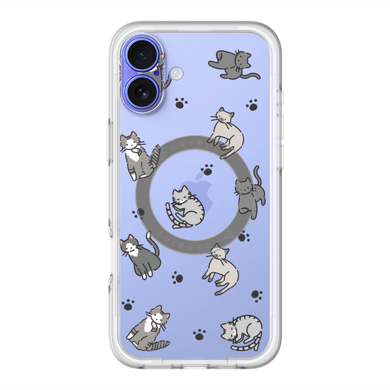 スリムプロテクションプレミアムケース with MagSafe［ オリジナル - CASEPLAYネコ総柄 - color ］
