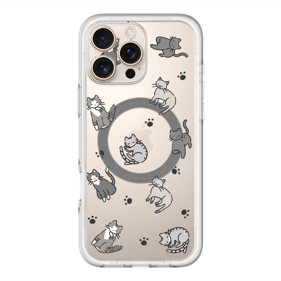 スリムプロテクションプレミアムケース with MagSafe［ オリジナル - CASEPLAYネコ総柄 - color ］