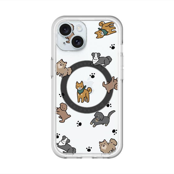 スリムプロテクションプレミアムケース with MagSafe［ オリジナル - CASEPLAYイヌ総柄 - color ］