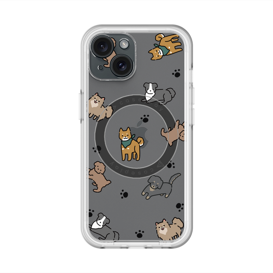 スリムプロテクションプレミアムケース with MagSafe［ オリジナル - CASEPLAYイヌ総柄 - color ］