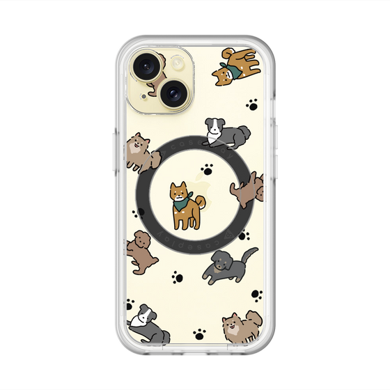 スリムプロテクションプレミアムケース with MagSafe［ オリジナル - CASEPLAYイヌ総柄 - color ］