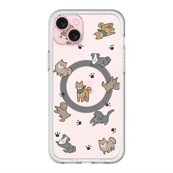 スリムプロテクションプレミアムケース with MagSafe［ オリジナル - CASEPLAYイヌ総柄 - color ］