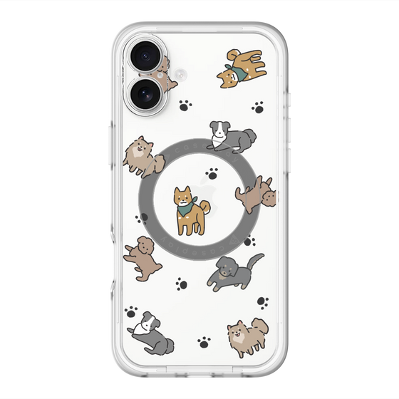 スリムプロテクションプレミアムケース with MagSafe［ オリジナル - CASEPLAYイヌ総柄 - color ］