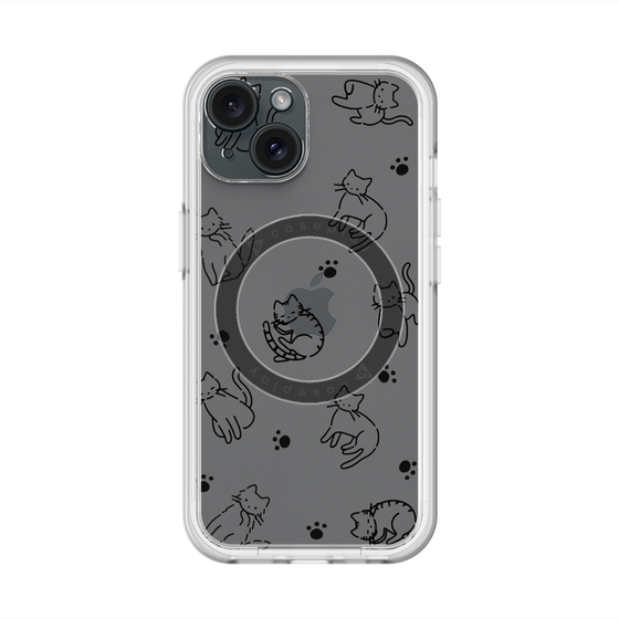 スリムプロテクションプレミアムケース with MagSafe［ オリジナル - CASEPLAYネコ総柄 - black ］