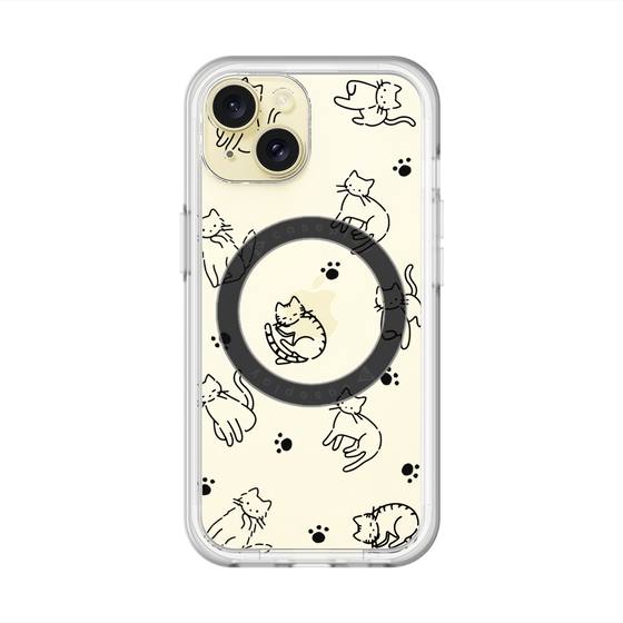 スリムプロテクションプレミアムケース with MagSafe［ オリジナル - CASEPLAYネコ総柄 - black ］