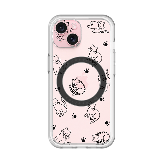 スリムプロテクションプレミアムケース with MagSafe［ オリジナル - CASEPLAYネコ総柄 - black ］