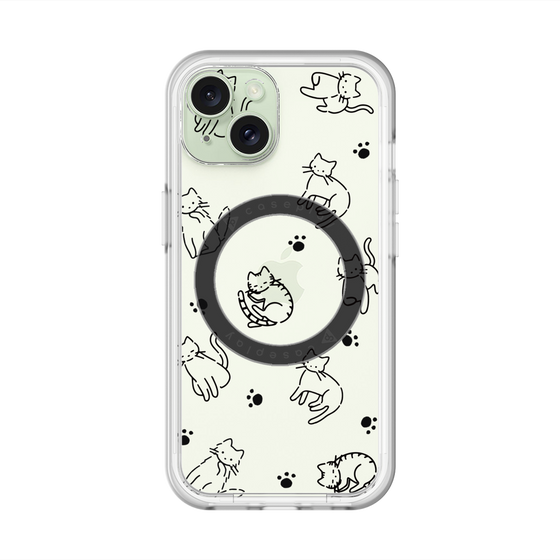 スリムプロテクションプレミアムケース with MagSafe［ オリジナル - CASEPLAYネコ総柄 - black ］