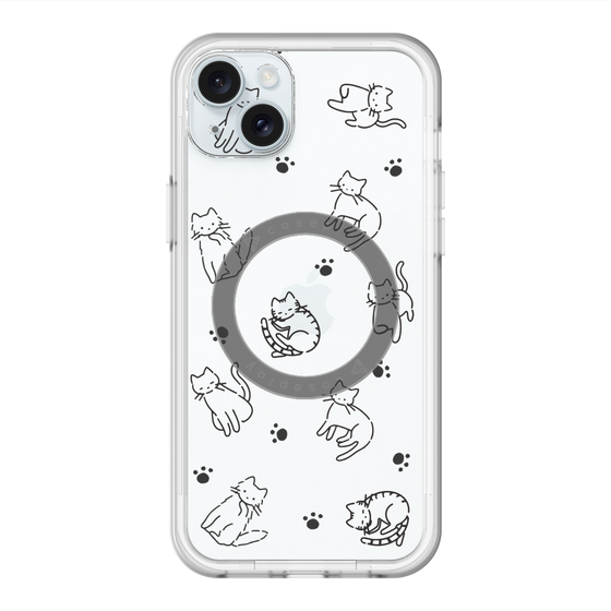 スリムプロテクションプレミアムケース with MagSafe［ オリジナル - CASEPLAYネコ総柄 - black ］
