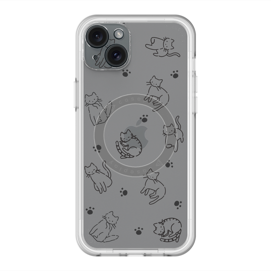 スリムプロテクションプレミアムケース with MagSafe［ オリジナル - CASEPLAYネコ総柄 - black ］