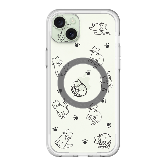 スリムプロテクションプレミアムケース with MagSafe［ オリジナル - CASEPLAYネコ総柄 - black ］