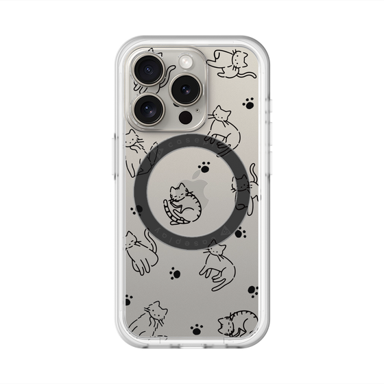 スリムプロテクションプレミアムケース with MagSafe［ オリジナル - CASEPLAYネコ総柄 - black ］