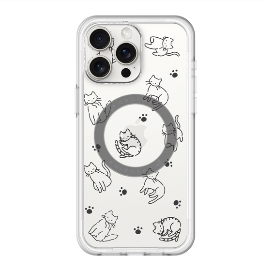 スリムプロテクションプレミアムケース with MagSafe［ オリジナル - CASEPLAYネコ総柄 - black ］
