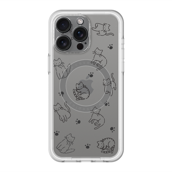 スリムプロテクションプレミアムケース with MagSafe［ オリジナル - CASEPLAYネコ総柄 - black ］