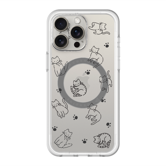 スリムプロテクションプレミアムケース with MagSafe［ オリジナル - CASEPLAYネコ総柄 - black ］