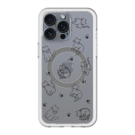 スリムプロテクションプレミアムケース with MagSafe［ オリジナル - CASEPLAYネコ総柄 - black ］