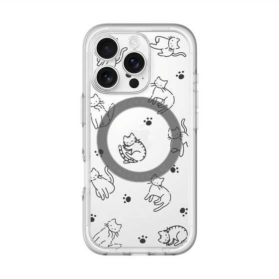 スリムプロテクションプレミアムケース with MagSafe［ オリジナル - CASEPLAYネコ総柄 - black ］
