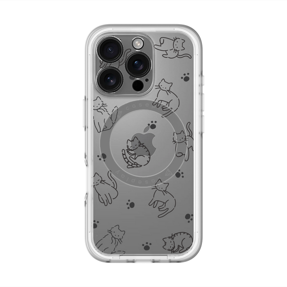 スリムプロテクションプレミアムケース with MagSafe［ オリジナル - CASEPLAYネコ総柄 - black ］