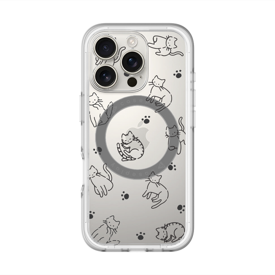 スリムプロテクションプレミアムケース with MagSafe［ オリジナル - CASEPLAYネコ総柄 - black ］