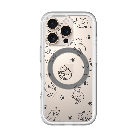 スリムプロテクションプレミアムケース with MagSafe［ オリジナル - CASEPLAYネコ総柄 - black ］