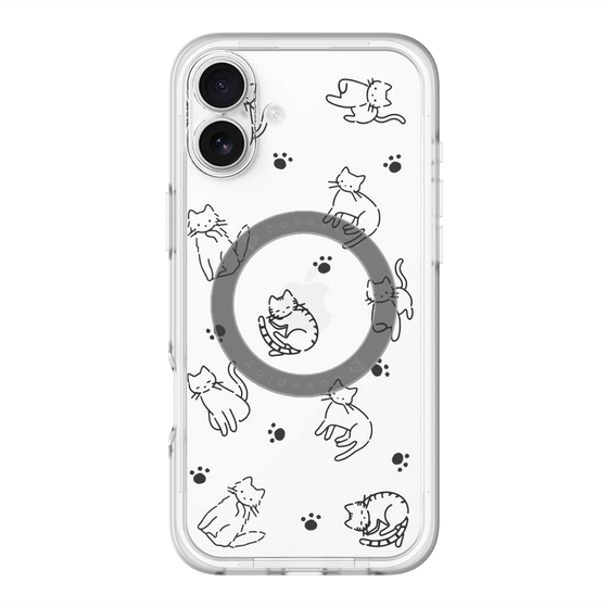 スリムプロテクションプレミアムケース with MagSafe［ オリジナル - CASEPLAYネコ総柄 - black ］