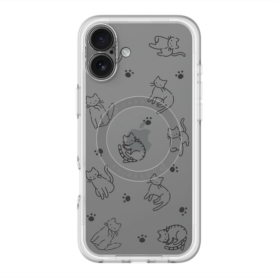 スリムプロテクションプレミアムケース with MagSafe［ オリジナル - CASEPLAYネコ総柄 - black ］