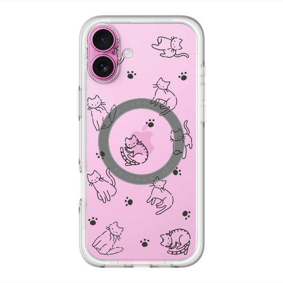 スリムプロテクションプレミアムケース with MagSafe［ オリジナル - CASEPLAYネコ総柄 - black ］