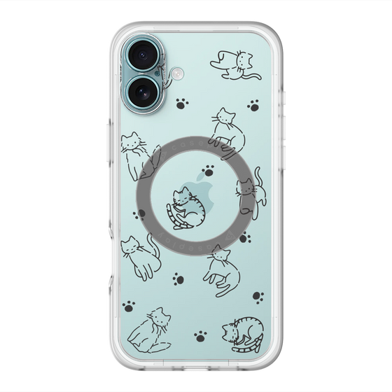 スリムプロテクションプレミアムケース with MagSafe［ オリジナル - CASEPLAYネコ総柄 - black ］