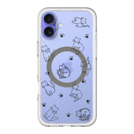 スリムプロテクションプレミアムケース with MagSafe［ オリジナル - CASEPLAYネコ総柄 - black ］