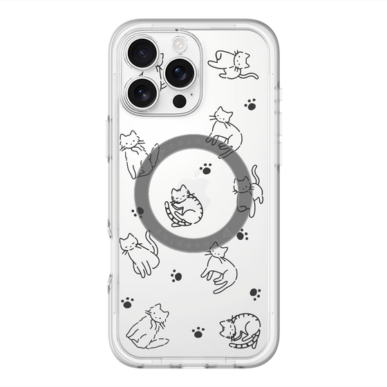 スリムプロテクションプレミアムケース with MagSafe［ オリジナル - CASEPLAYネコ総柄 - black ］
