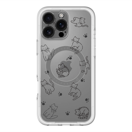 スリムプロテクションプレミアムケース with MagSafe［ オリジナル - CASEPLAYネコ総柄 - black ］