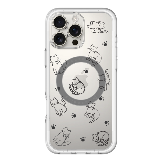 スリムプロテクションプレミアムケース with MagSafe［ オリジナル - CASEPLAYネコ総柄 - black ］