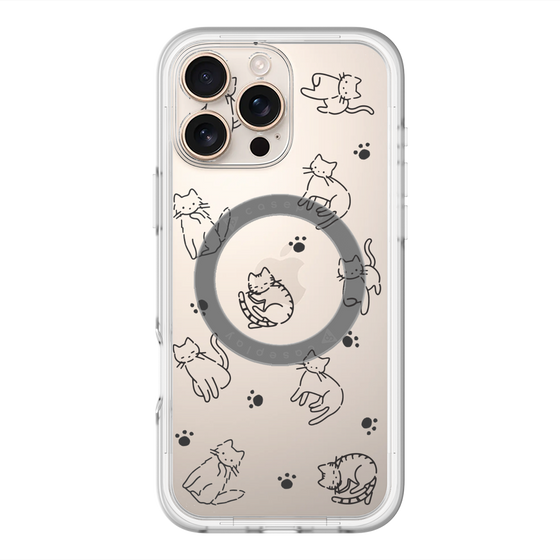 スリムプロテクションプレミアムケース with MagSafe［ オリジナル - CASEPLAYネコ総柄 - black ］