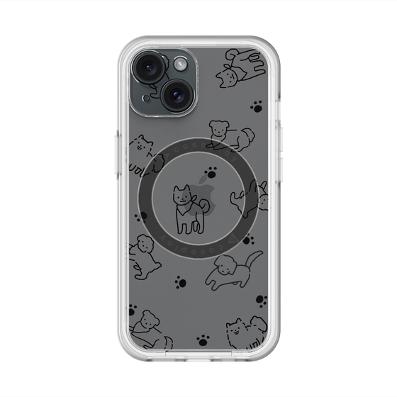 スリムプロテクションプレミアムケース with MagSafe［ オリジナル - CASEPLAYイヌ総柄 - black ］