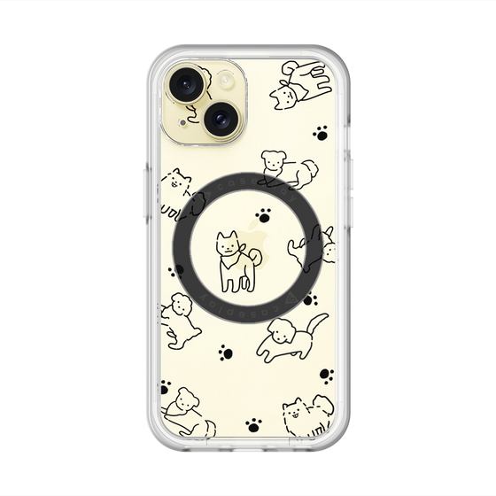 スリムプロテクションプレミアムケース with MagSafe［ オリジナル - CASEPLAYイヌ総柄 - black ］