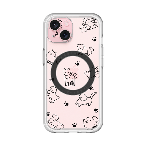 スリムプロテクションプレミアムケース with MagSafe［ オリジナル - CASEPLAYイヌ総柄 - black ］