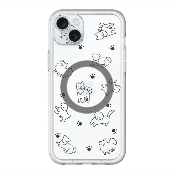 スリムプロテクションプレミアムケース with MagSafe［ オリジナル - CASEPLAYイヌ総柄 - black ］