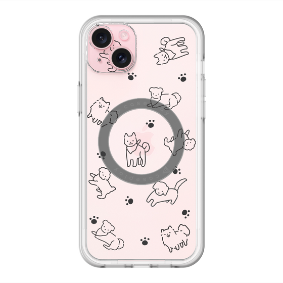 スリムプロテクションプレミアムケース with MagSafe［ オリジナル - CASEPLAYイヌ総柄 - black ］