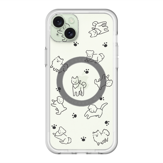 スリムプロテクションプレミアムケース with MagSafe［ オリジナル - CASEPLAYイヌ総柄 - black ］