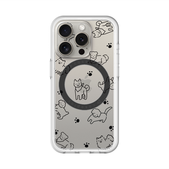 スリムプロテクションプレミアムケース with MagSafe［ オリジナル - CASEPLAYイヌ総柄 - black ］