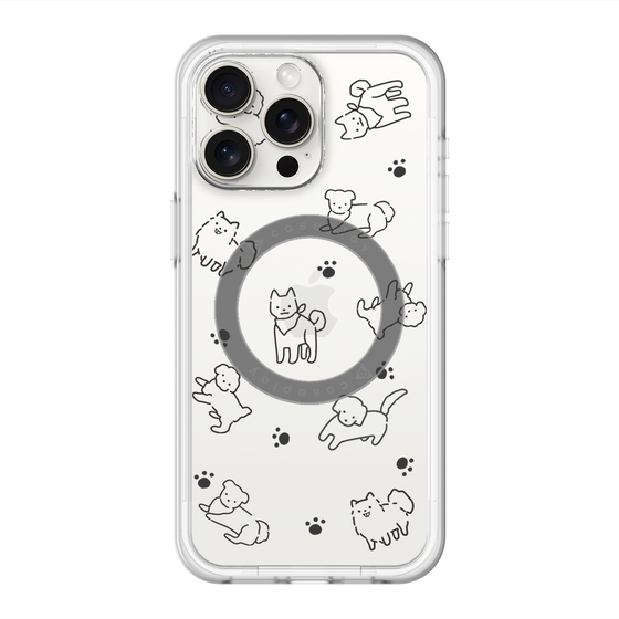 スリムプロテクションプレミアムケース with MagSafe［ オリジナル - CASEPLAYイヌ総柄 - black ］