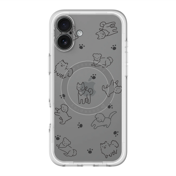 スリムプロテクションプレミアムケース with MagSafe［ オリジナル - CASEPLAYイヌ総柄 - black ］